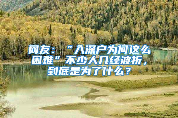 网友：“入深户为何这么困难”不少人几经波折，到底是为了什么？