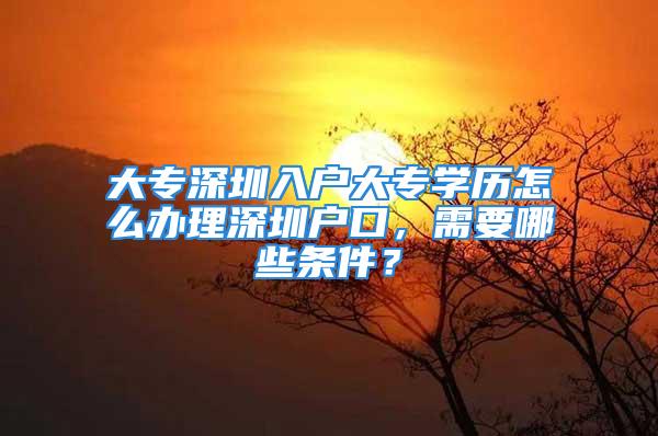 大专深圳入户大专学历怎么办理深圳户口，需要哪些条件？