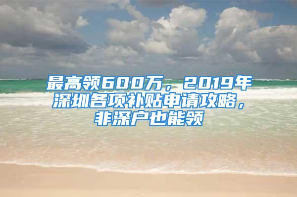 最高领600万，2019年深圳各项补贴申请攻略，非深户也能领