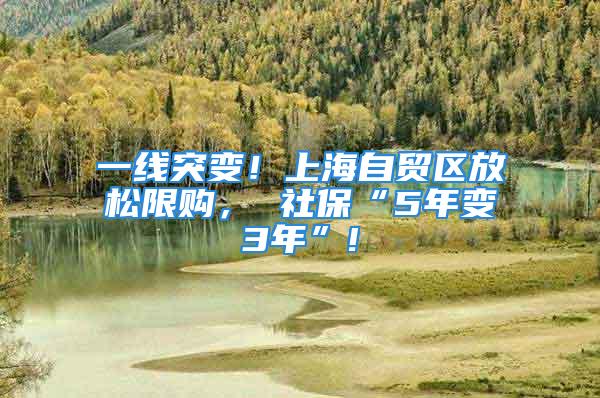 一线突变！上海自贸区放松限购， 社保“5年变3年”!