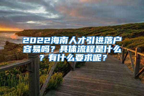 2022海南人才引进落户容易吗？具体流程是什么？有什么要求呢？