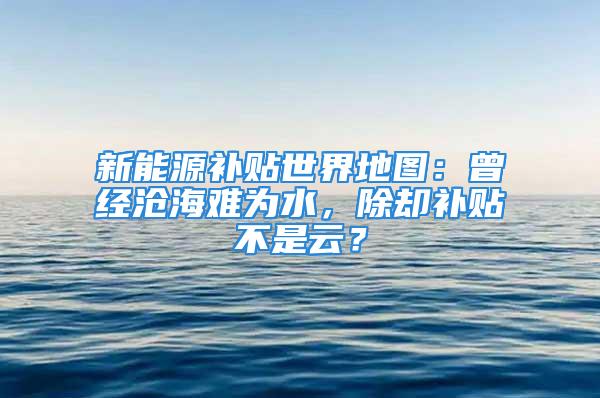 新能源补贴世界地图：曾经沧海难为水，除却补贴不是云？