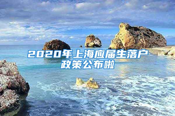 2020年上海应届生落户政策公布啦