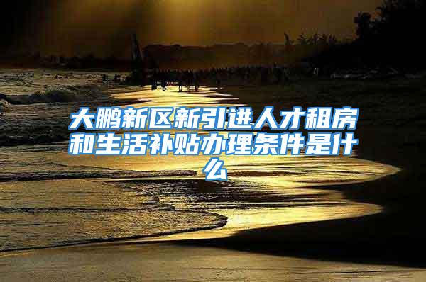 大鹏新区新引进人才租房和生活补贴办理条件是什么