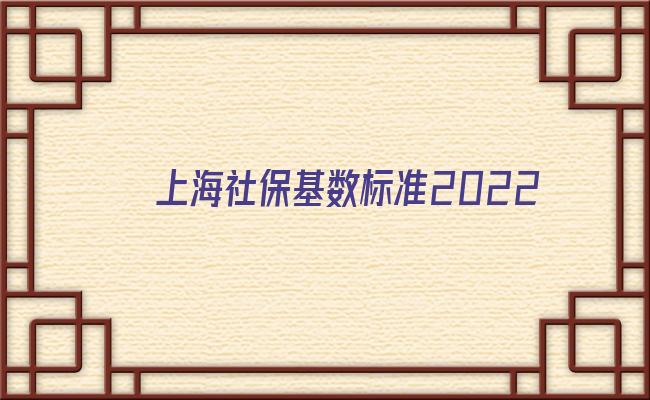 上海社保基数标准2022