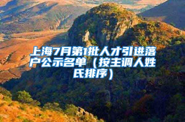 上海7月第1批人才引进落户公示名单（按主调人姓氏排序）