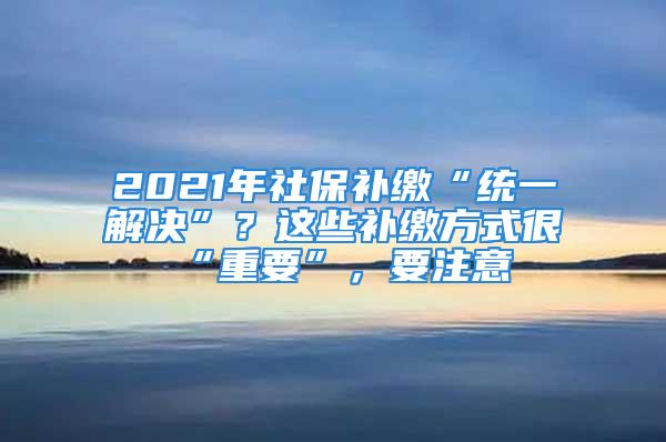 2021年社保补缴“统一解决”？这些补缴方式很“重要”，要注意