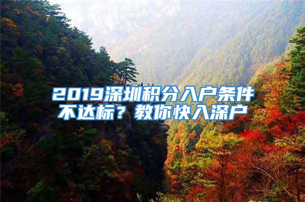 2019深圳积分入户条件不达标？教你快入深户