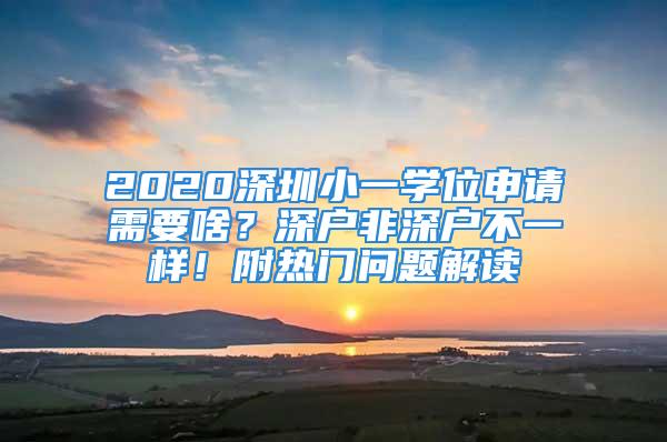 2020深圳小一学位申请需要啥？深户非深户不一样！附热门问题解读