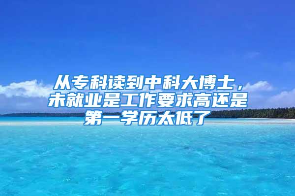 从专科读到中科大博士，未就业是工作要求高还是第一学历太低了