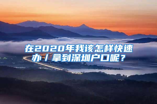 在2020年我该怎样快速办／拿到深圳户口呢？