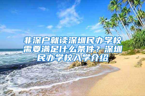 非深户就读深圳民办学校需要满足什么条件？深圳民办学校入学介绍