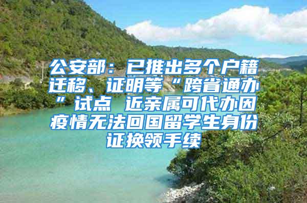 公安部：已推出多个户籍迁移、证明等“跨省通办”试点 近亲属可代办因疫情无法回国留学生身份证换领手续