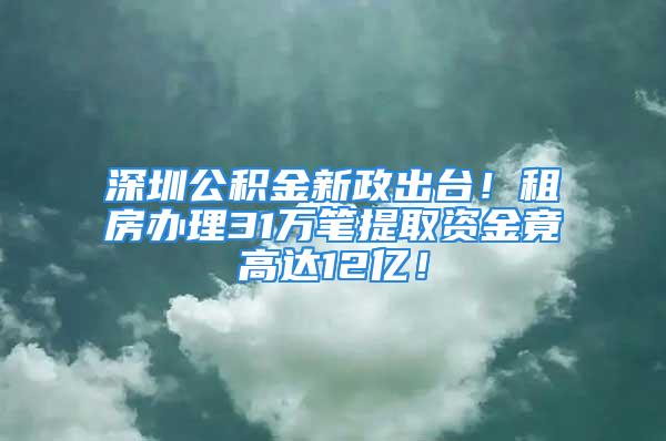 深圳公积金新政出台！租房办理31万笔提取资金竟高达12亿！