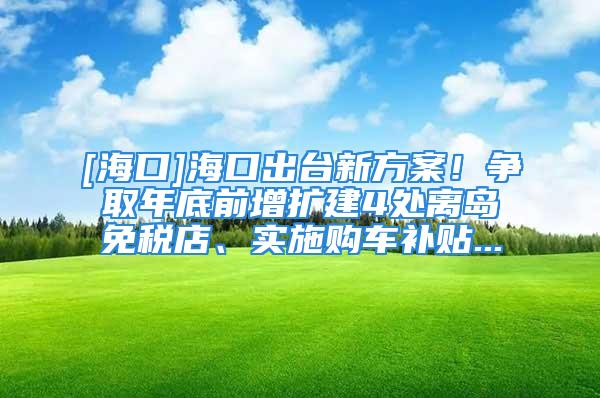 [海口]海口出台新方案！争取年底前增扩建4处离岛免税店、实施购车补贴...