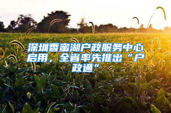 深圳香蜜湖户政服务中心启用，全省率先推出“户政通”