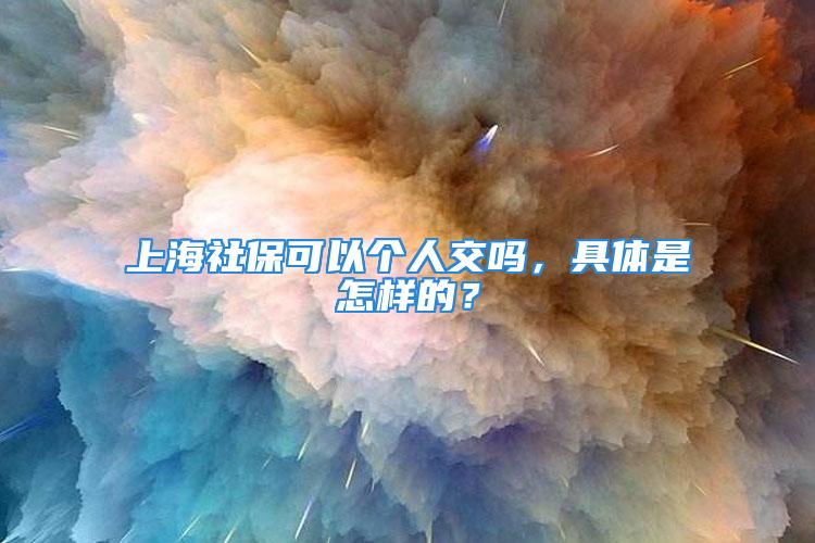 上海社保可以个人交吗，具体是怎样的？