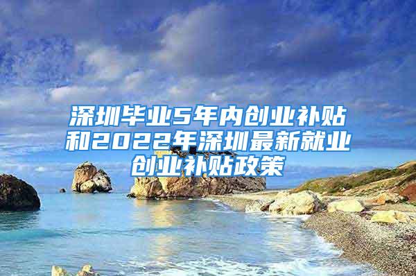 深圳毕业5年内创业补贴和2022年深圳最新就业创业补贴政策