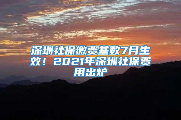 深圳社保缴费基数7月生效！2021年深圳社保费用出炉