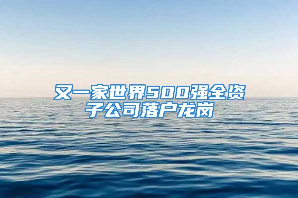 又一家世界500强全资子公司落户龙岗