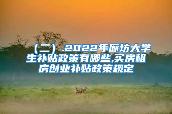 （二）.2022年廊坊大学生补贴政策有哪些,买房租房创业补贴政策规定