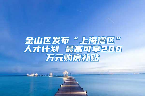 金山区发布“上海湾区”人才计划 最高可享200万元购房补贴