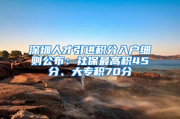 深圳人才引进积分入户细则公布：社保最高积45分、大专积70分