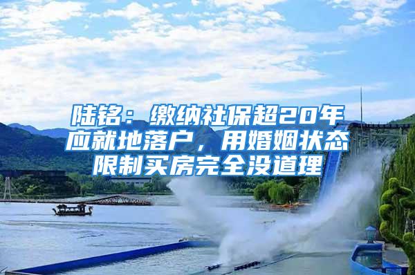 陆铭：缴纳社保超20年应就地落户，用婚姻状态限制买房完全没道理