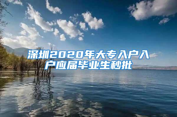 深圳2020年大专入户入户应届毕业生秒批