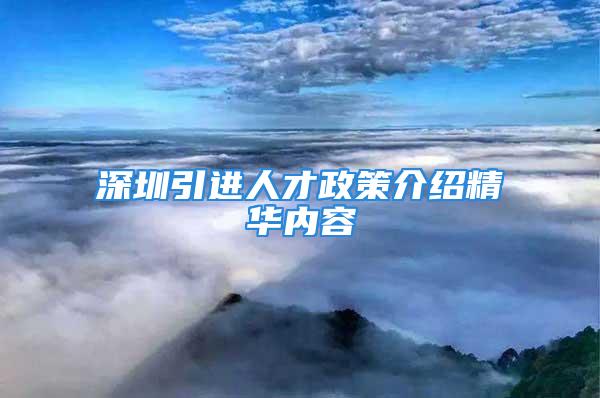 深圳引进人才政策介绍精华内容