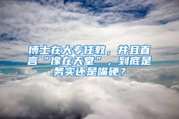 博士在大专任教，并且直言“像在天堂”，到底是务实还是嘴硬？