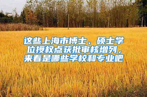 这些上海市博士、硕士学位授权点获批审核增列，来看是哪些学校和专业吧