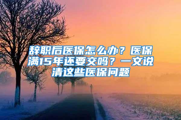 辞职后医保怎么办？医保满15年还要交吗？一文说清这些医保问题