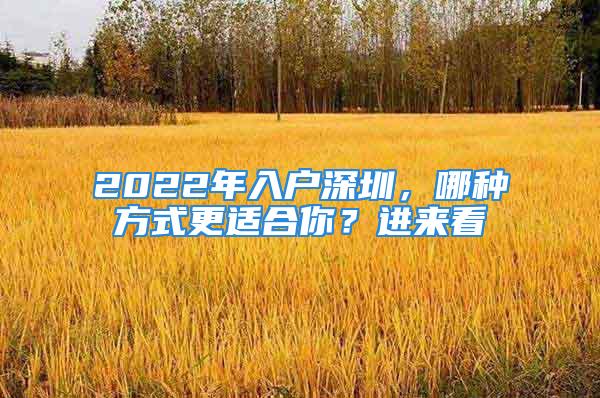 2022年入户深圳，哪种方式更适合你？进来看