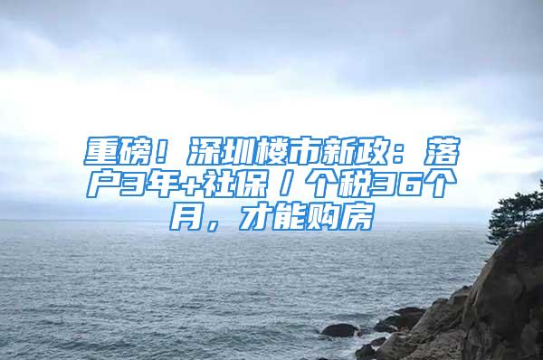 重磅！深圳楼市新政：落户3年+社保／个税36个月，才能购房