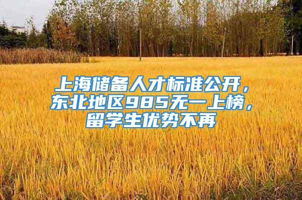 上海储备人才标准公开，东北地区985无一上榜，留学生优势不再