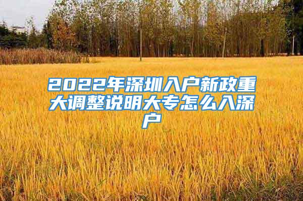 2022年深圳入户新政重大调整说明大专怎么入深户