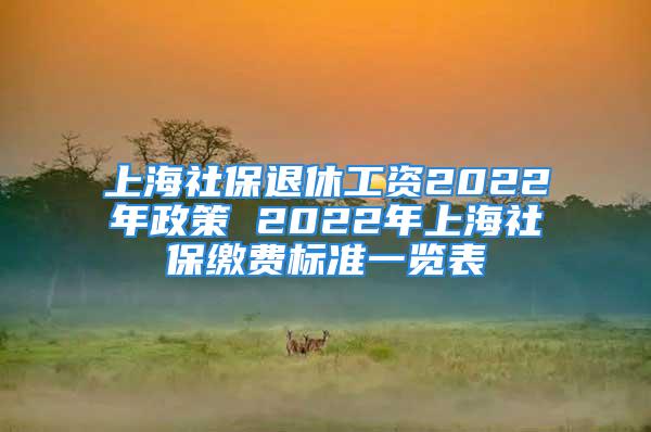 上海社保退休工资2022年政策 2022年上海社保缴费标准一览表