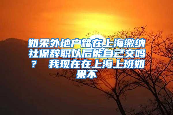 如果外地户籍在上海缴纳社保辞职以后能自己交吗？ 我现在在上海上班如果不