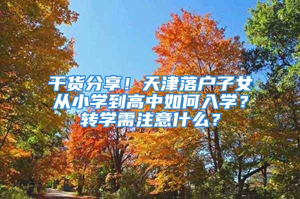 干货分享！天津落户子女从小学到高中如何入学？转学需注意什么？