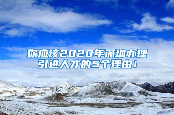 你应该2020年深圳办理引进人才的5个理由！