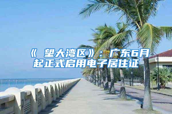 《瞭望大湾区》：广东6月起正式启用电子居住证