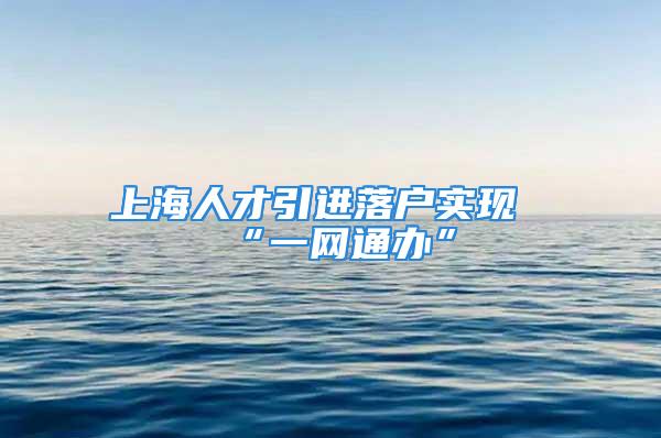 上海人才引进落户实现“一网通办”