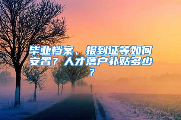 毕业档案、报到证等如何安置？人才落户补贴多少？