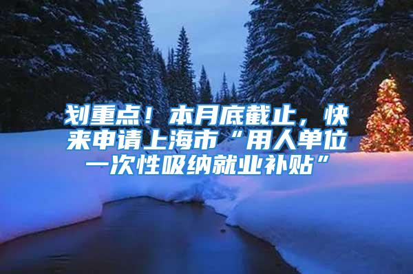 划重点！本月底截止，快来申请上海市“用人单位一次性吸纳就业补贴”