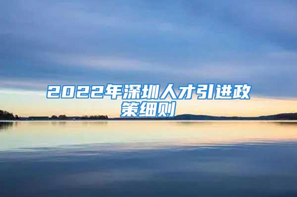 2022年深圳人才引进政策细则