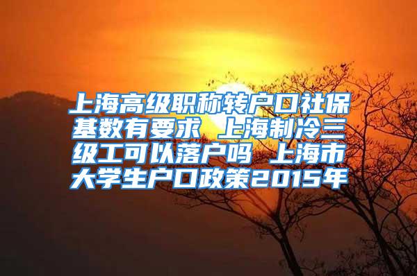 上海高级职称转户口社保基数有要求 上海制冷三级工可以落户吗 上海市大学生户口政策2015年