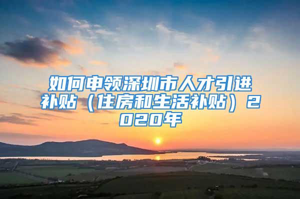 如何申领深圳市人才引进补贴（住房和生活补贴）2020年