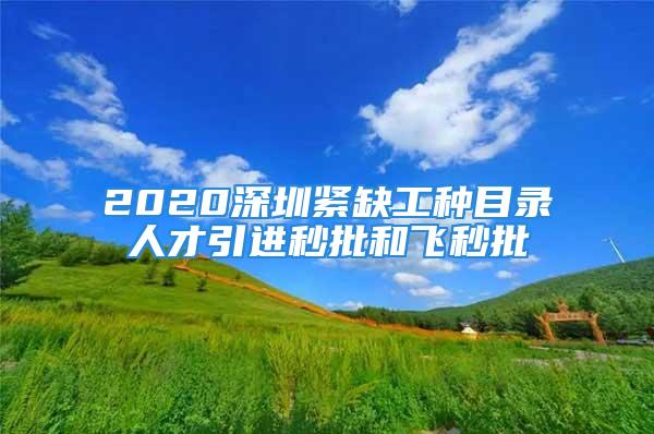 2020深圳紧缺工种目录人才引进秒批和飞秒批