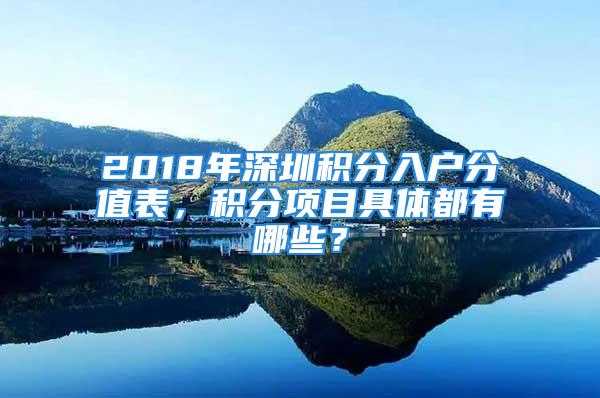 2018年深圳积分入户分值表，积分项目具体都有哪些？